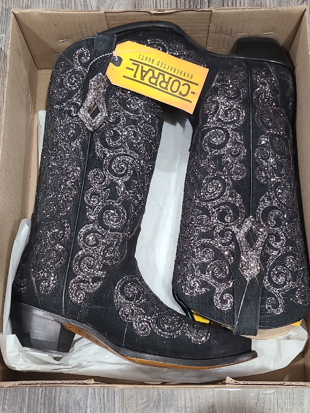 Corral Black Overlay & Embroidery Ladies Western Boot Size 8.5 - Picture 6 of 8
